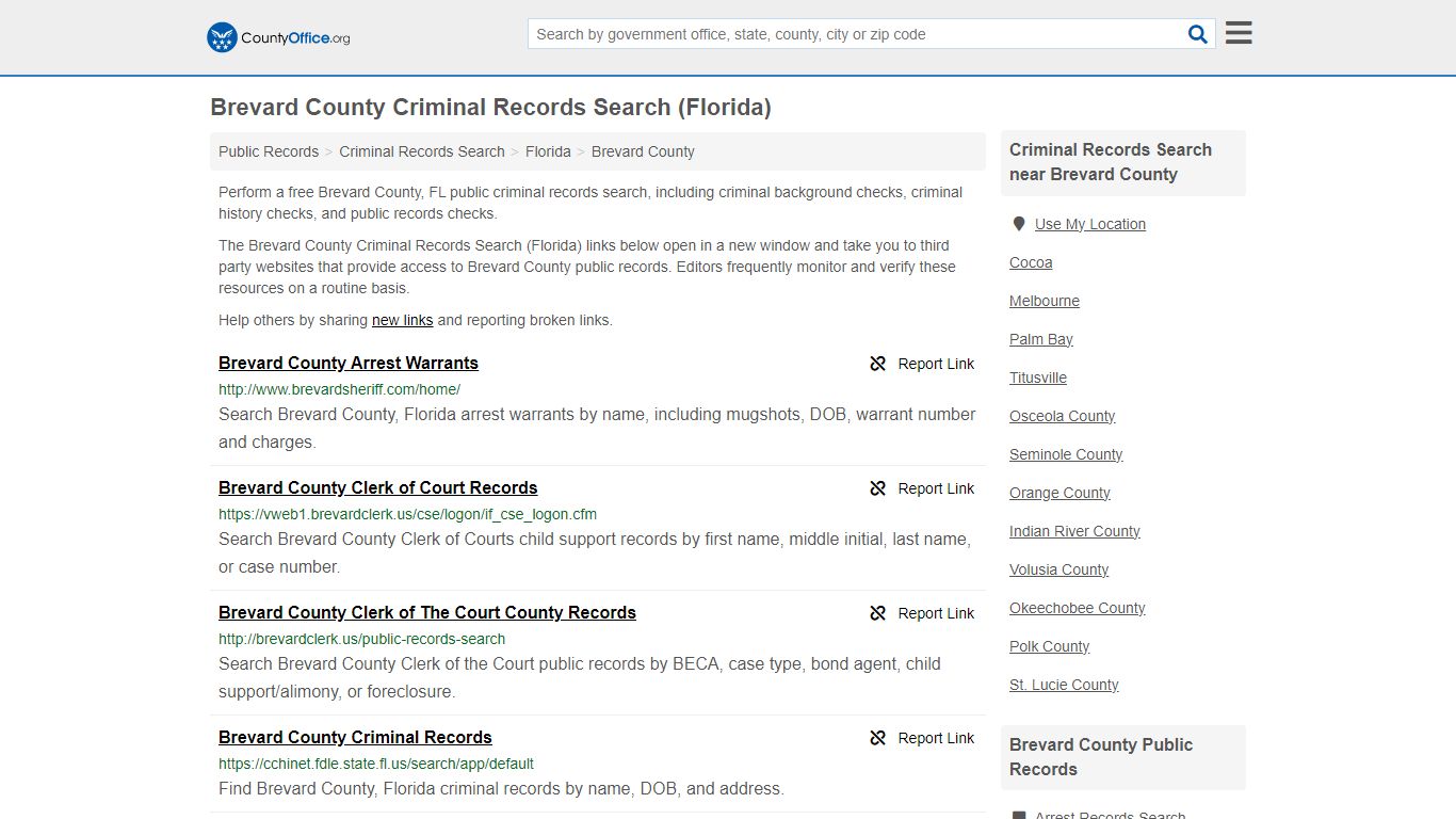Brevard County Criminal Records Search (Florida) - County Office
