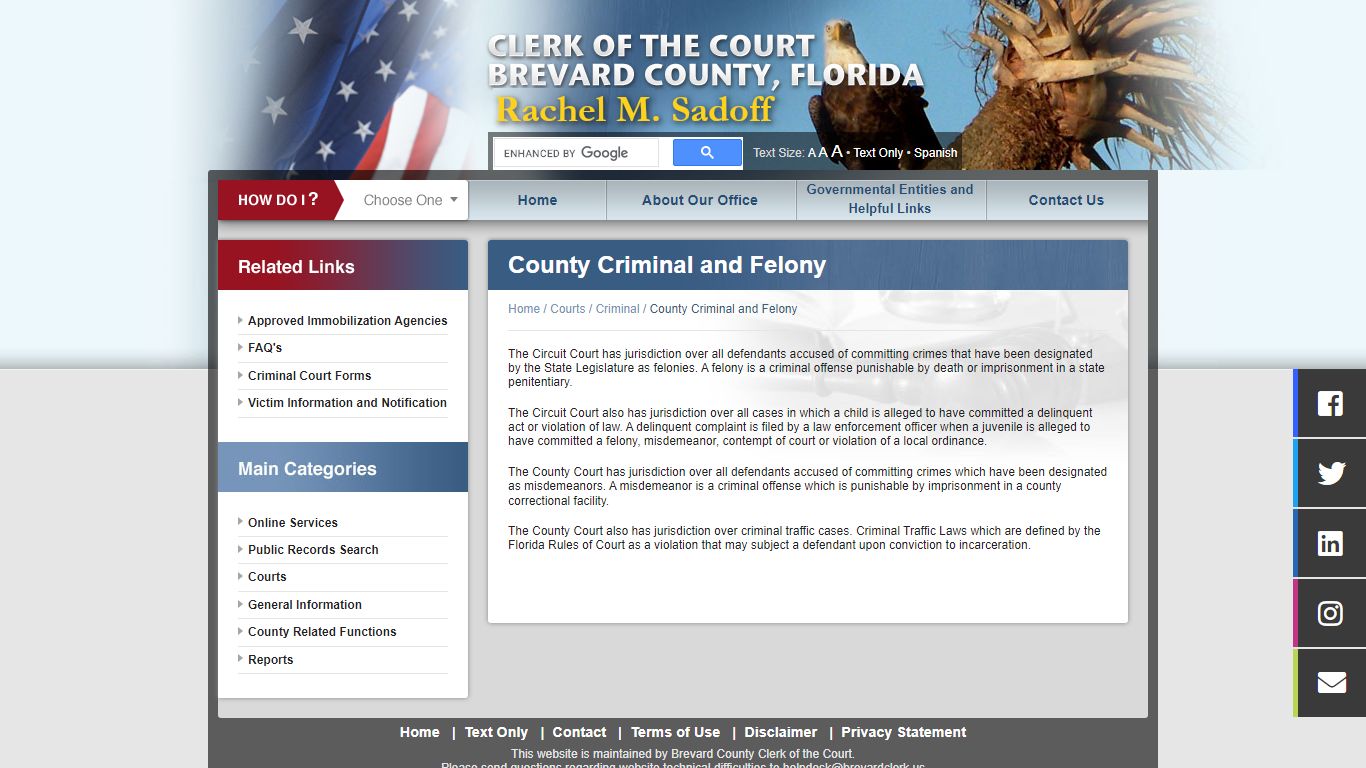 County Criminal and Felony - Brevard County, Florida - Clerk of the Court